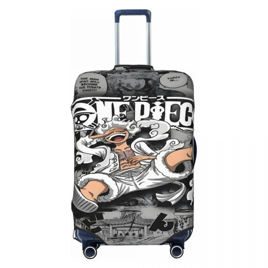 Funda de maleta de One Piece - Montaje de paneles del manga y Luffy buscado