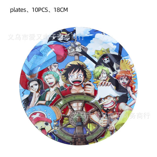 Assiettes en Carton One Piece - Design Équipage Mugiwara (Lot de 10)
