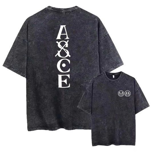 T-shirt Vintage One Piece Ace - Design Typographie Gothique (Gris Anthracite)