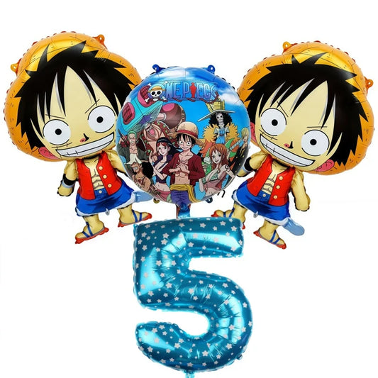 Kit de Ballons One Piece - Décoration Anniversaire 5 ans (Luffy & Chiffre Bleu)