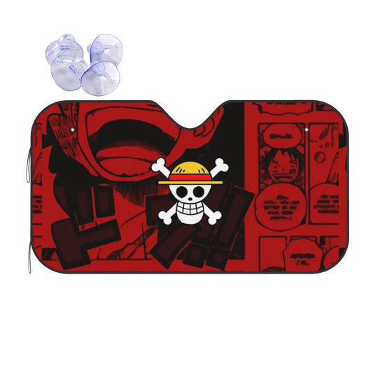 Pare-soleil de Voiture One Piece - Luffy logo rouge