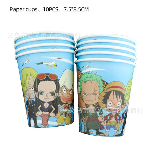 10 Gobelets en Carton One Piece - Pack Vaisselle de Fête Mugiwara