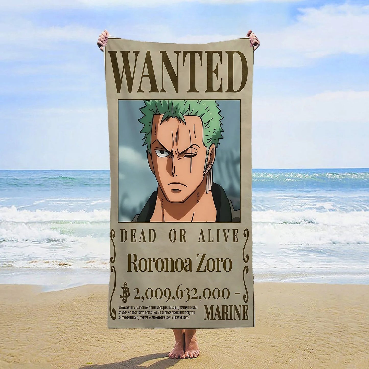 Asciugamano da spiaggia One Piece - Wanted Roronoa Zoro (Nuovo Mondo)