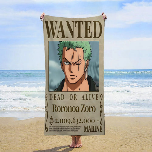 Asciugamano da spiaggia One Piece - Wanted Roronoa Zoro (Nuovo Mondo)