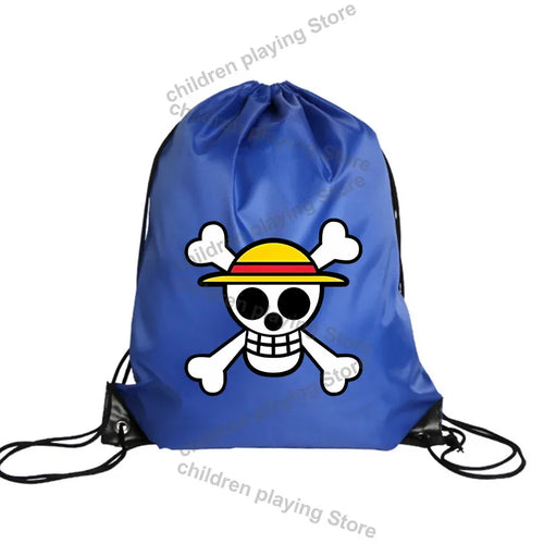 Bolsa con cordón de One Piece – Emblema de pirata de sombrero de paja azul oscuro