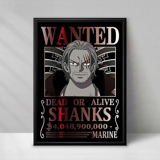 Poster One Piece Wanted - Shanks le Roux (Noir & Blanc)