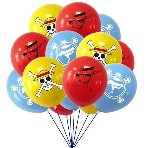 Ballons de Baudruche One Piece - Motifs Jolly Roger (Rouge, Bleu, Jaune)