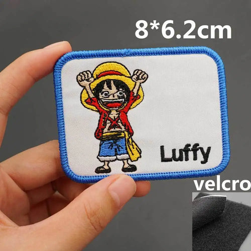 Parche de One Piece - Se busca a Luffy rectangular (azul)