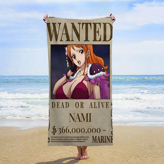 Serviette de Plage One Piece - Wanted Nami Avis de Recherche
