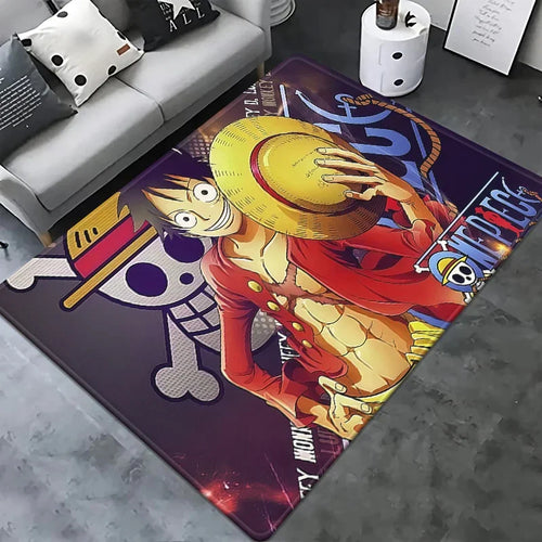 Tappeto One Piece - Ritratto di Rufy con sfondo a teschio