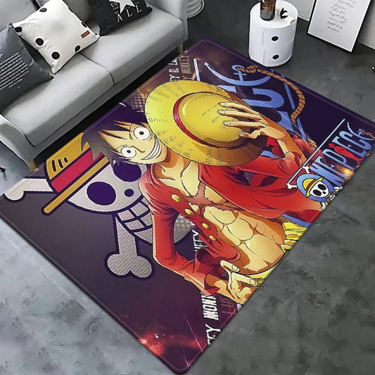 Tapis One Piece - Portrait Luffy avec Fond tête de mort