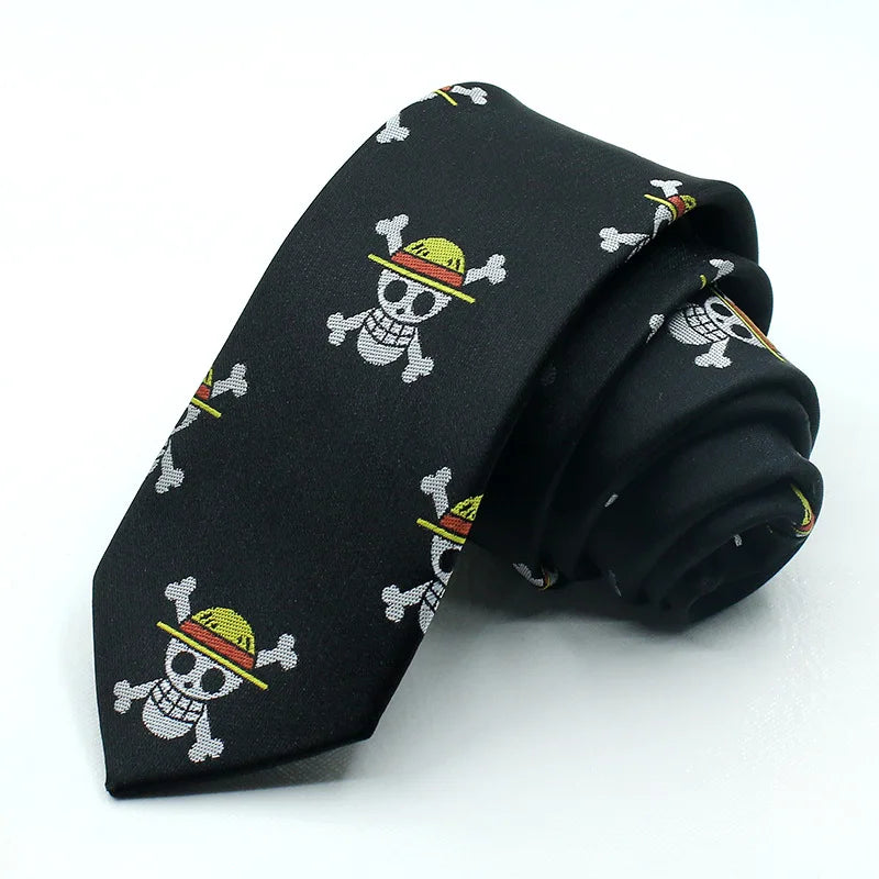 Cravatta One Piece - Design Jolly Roger e simboli dei pirati