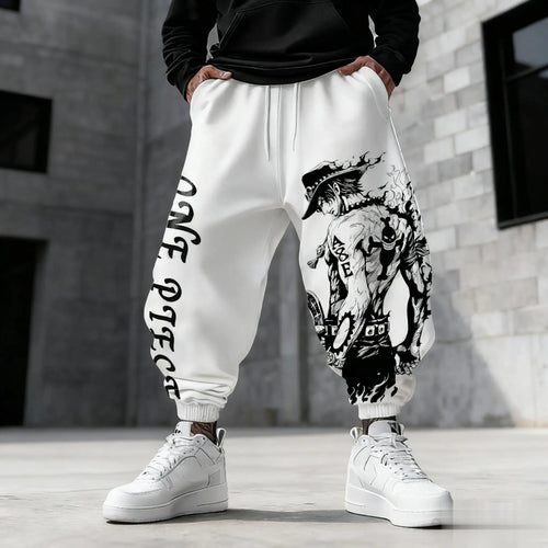 Pantaloni da jogging One Piece - Design manga completo Nero e bianco (grigio/bianco)
